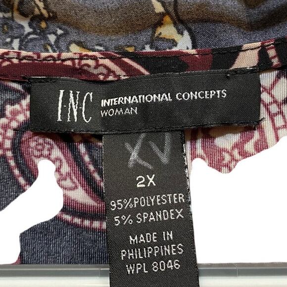 INC International Concepts Paisley Print Tie Front Dress 2XL Long Sleeve Women’s - Picture 5 of 5